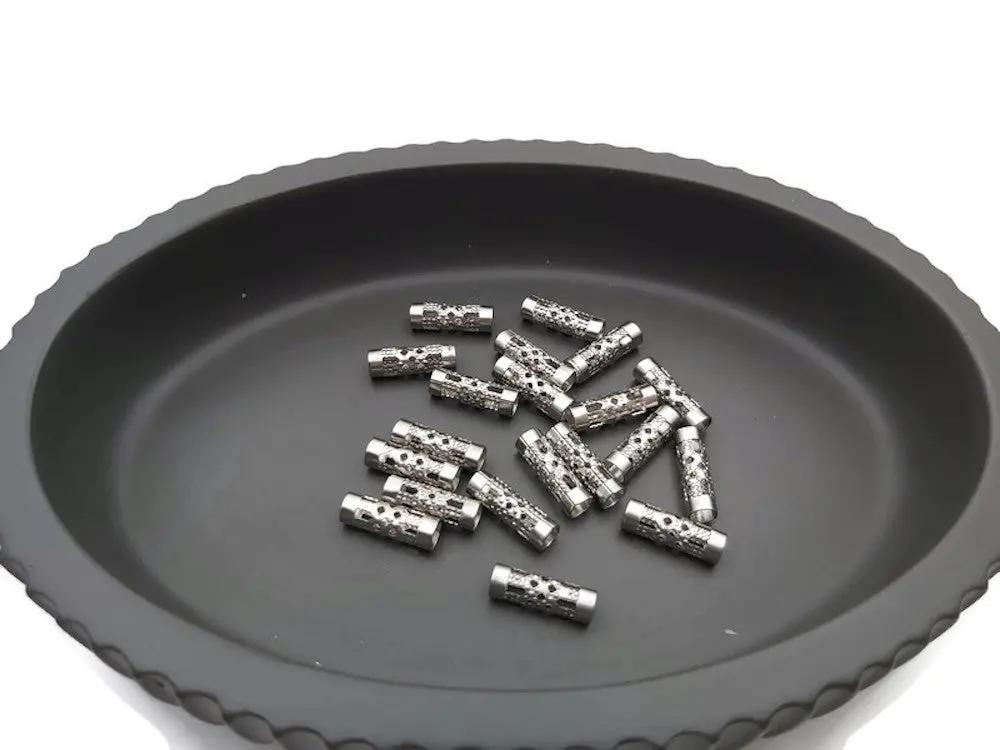 Perles tubes colonnes inox -12 x 4 mm - Lot de 20 Les Précieuses Perles