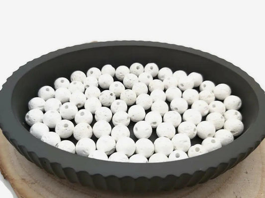 Pierre de lave blanche - 8 mm - 40 Perles Les Précieuses Perles