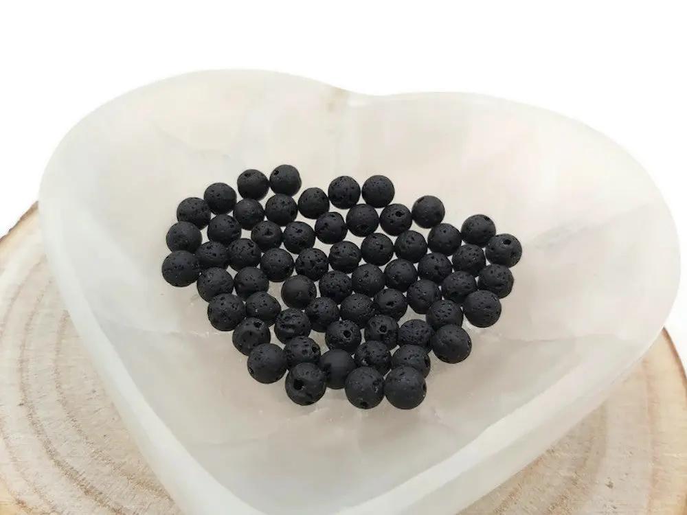 Pierre de lave noire - 6 mm - 60 Perles Les Précieuses Perles
