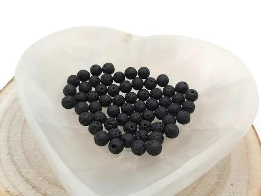 Pierre de lave noire - 6 mm - 60 Perles Les Précieuses Perles