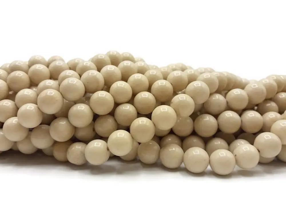 Pierre fossile - 8 mm - 40 Perles Les Précieuses Perles