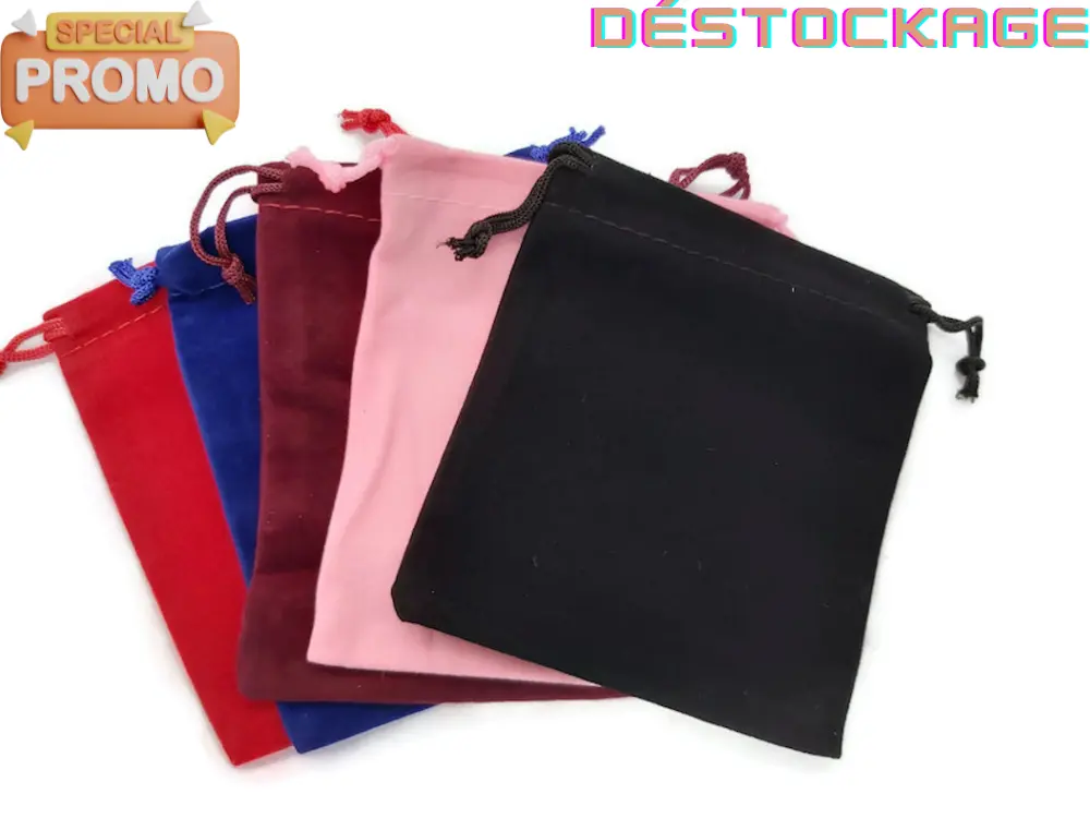 Pochettes tissus - Velours- 5 couleurs - Lot de 5 Les Précieuses Perles