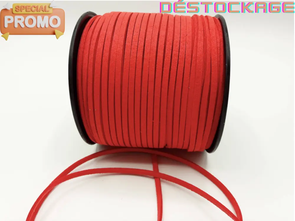 Cordon suédine Rouge Corail de 1,4 mm Les Précieuses Perles