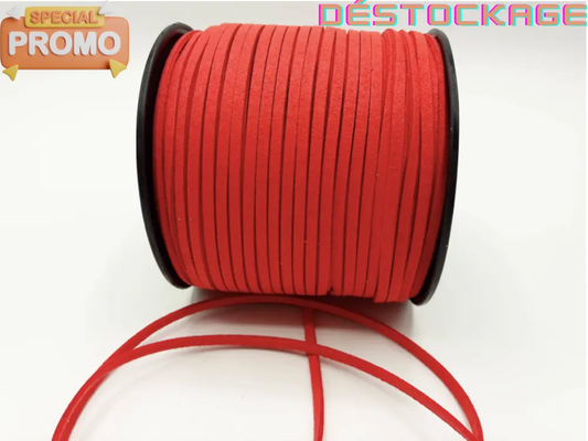 Cordon suédine Rouge Corail de 1,4 mm Les Précieuses Perles