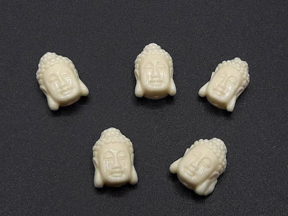 Corail blanc synthétique - Tête de Bouddha - Lot de 5/10 Les Précieuses Perles