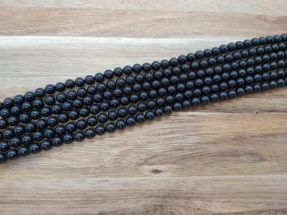 Tourmaline noire Grade A - 6 mm - 30/60 Perles Les Précieuses Perles