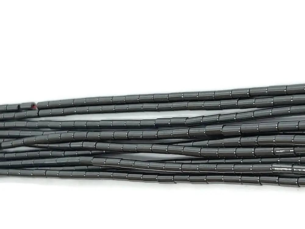 Hématite synthétique Grade AA - tubes 4 x 2 mm - 200 Perles Les Précieuses Perles