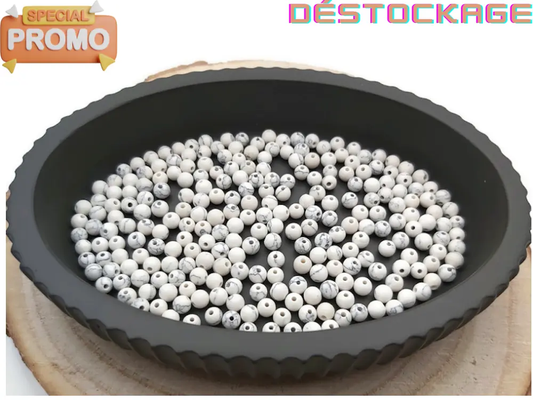 Howlite blanche synthétique - 4 mm - 80 Perles Les Précieuses Perles