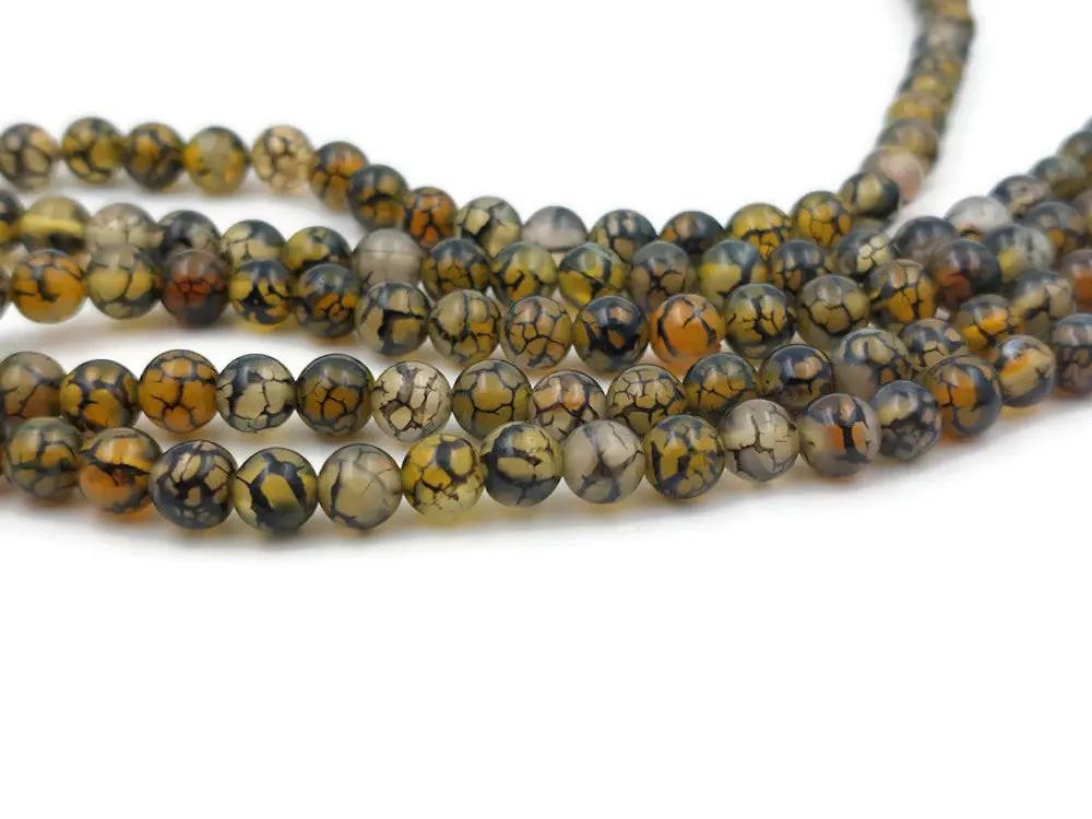 Agate veine de dragon verte - 6 mm - 30/60 Perles Les Précieuses Perles