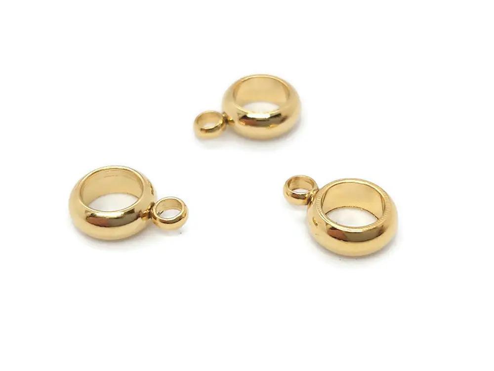 Bélière anneau 6 mm inox plaqué or 24K- Lot de 10/20 Les Précieuses Perles