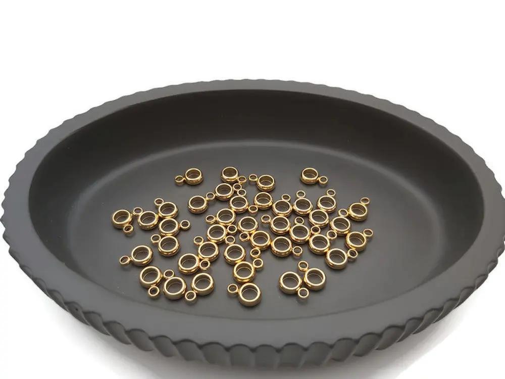 Bélière anneau 6 mm inox plaqué or 24K- Lot de 10/20 Les Précieuses Perles