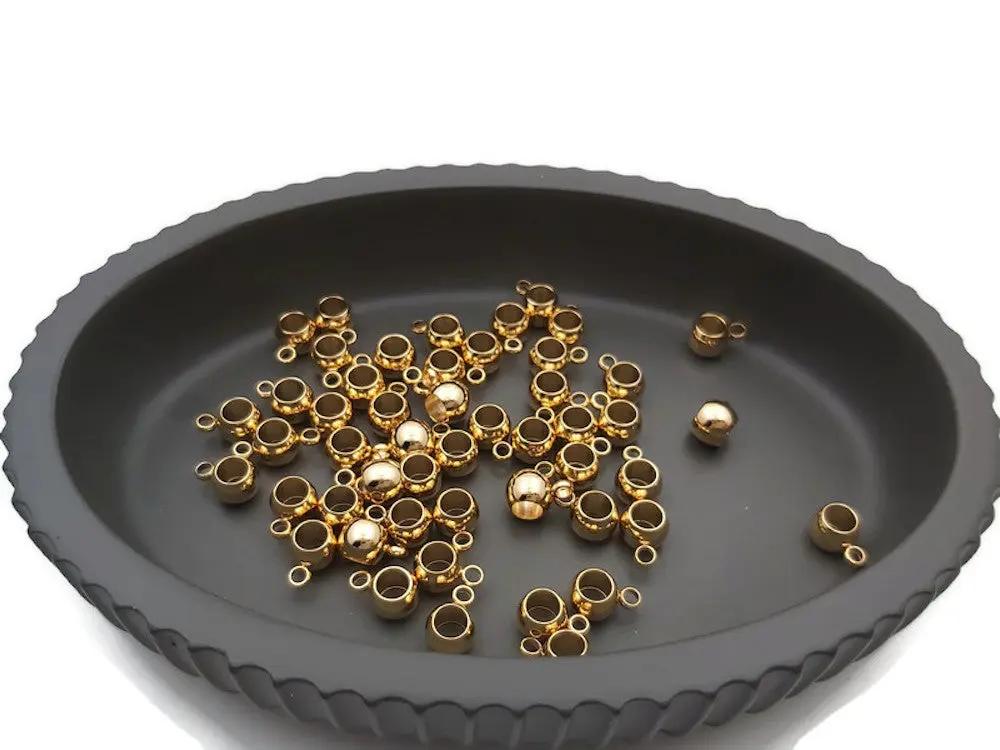Bélière ronde 6 mm dorée inox - Lot de 10/20 Les Précieuses Perles