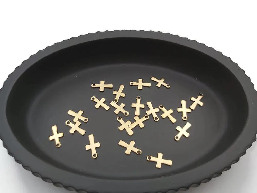 Breloque croix inox doré - Lot de 10/20 Les Précieuses Perles