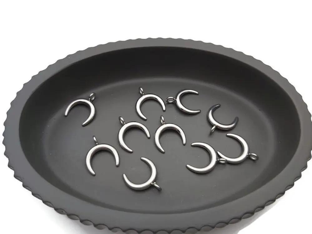 Breloque croissant de lune - Double corne - Inox - Lot de 5/10 Les Précieuses Perles