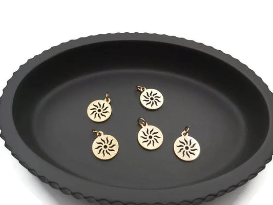 Breloque Soleil - Inox doré - Lot de 5/10 Les Précieuses Perles