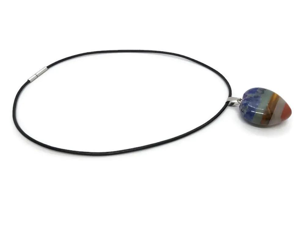 Pendentif Cœur pierre 7 chakras Les Précieuses Perles