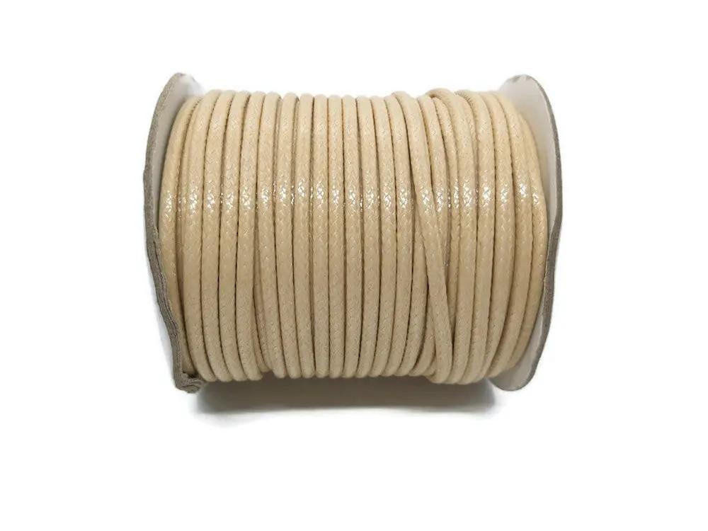 Cordon coton ciré beige clair de 3 mm Les Précieuses Perles