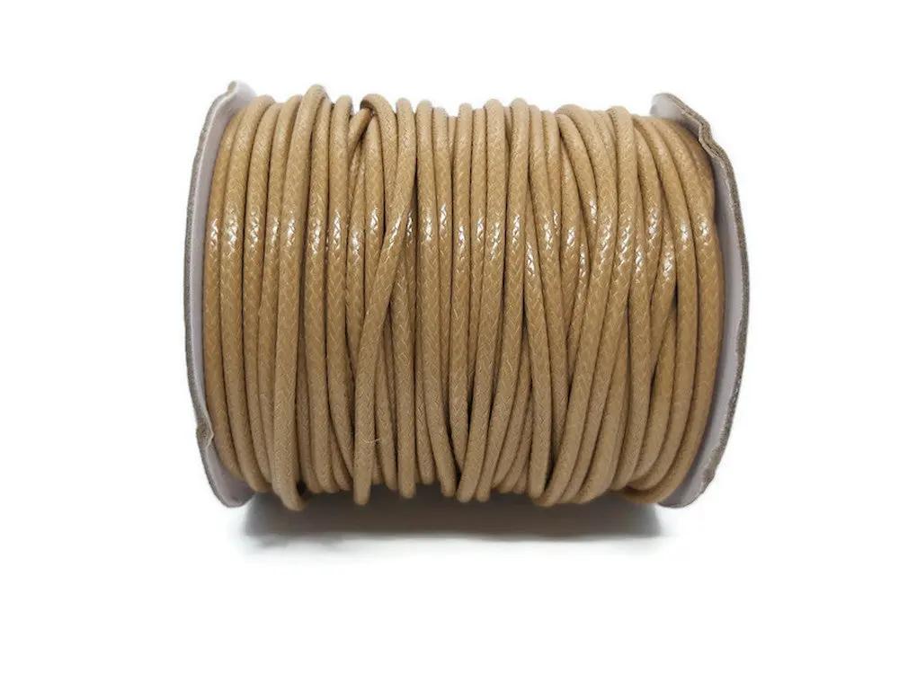 Cordon coton ciré marron chameau de 3 mm Les Précieuses Perles