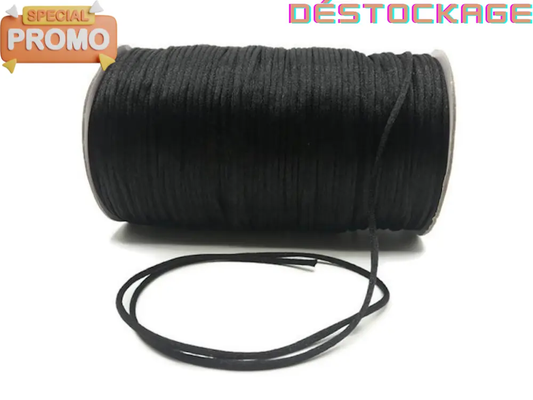 Cordon nylon noir de 2 mm Les Précieuses Perles