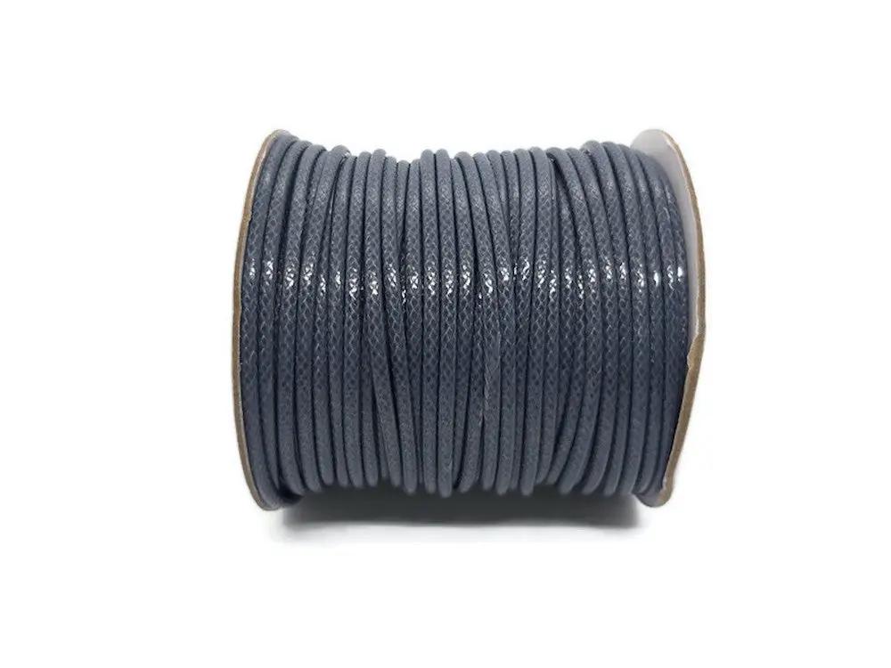 Cordon coton ciré gris ardoise de 3 mm Les Précieuses Perles