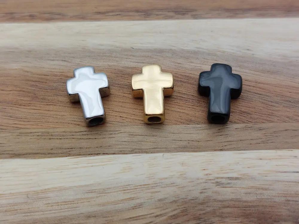 Perle décorative croix inox Les Précieuses Perles