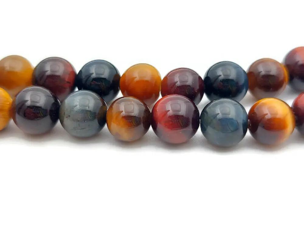 Œil de tigre rouge et bleu Grade A - 8 mm - 20/40 Perles Les Précieuses Perles
