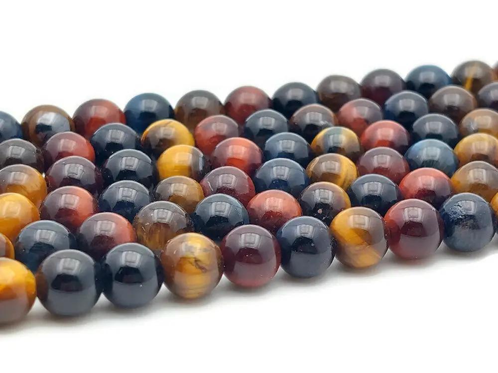Œil de tigre Rouge et Bleu  - 6 mm - 30/60 Perles Les Précieuses Perles