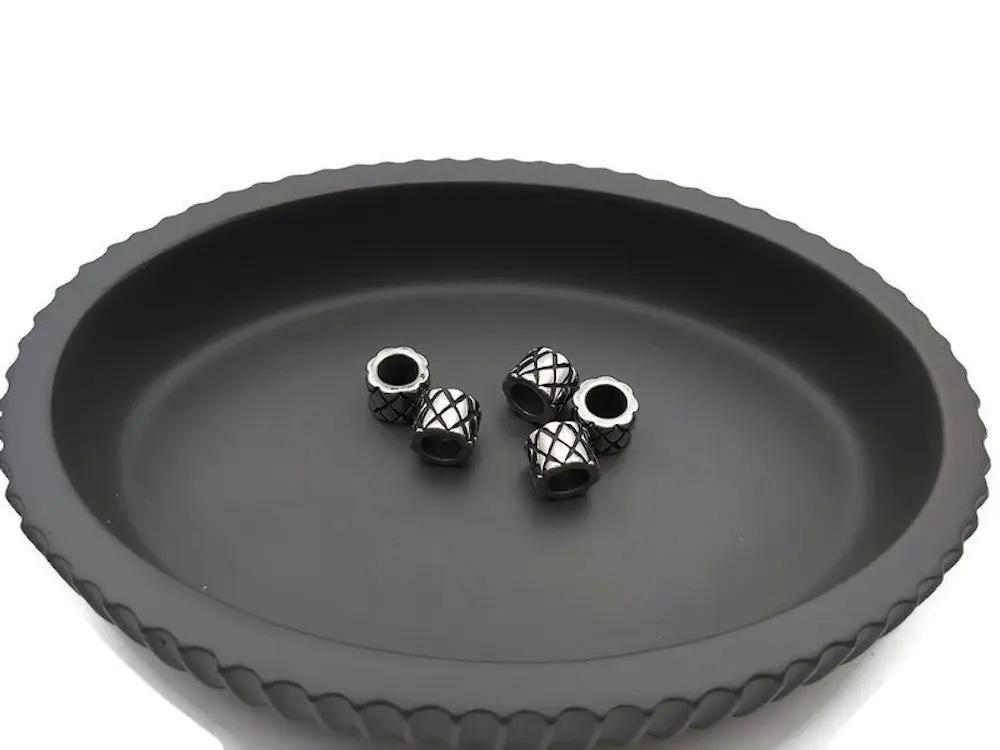 Perle décorative inox colonne motif tressé - 9 x 7 mm Les Précieuses Perles