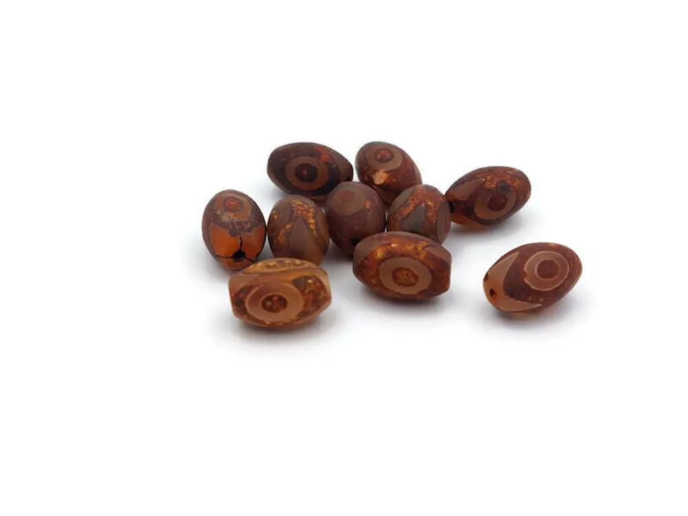 Agates - DZI Tibétaines 3 œil - 10 Perles Les Précieuses Perles