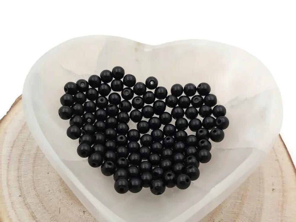 Perles en verre - Noir - 6 mm - 60 Perles Les Précieuses Perles