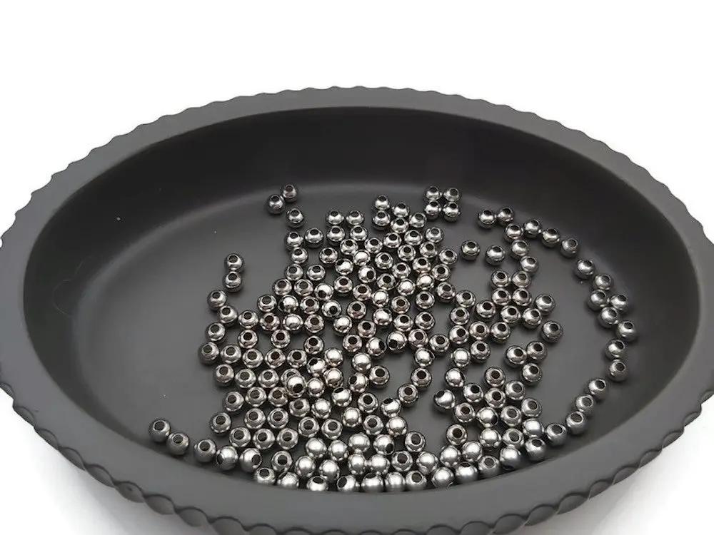 Perle ronde inox - 4 mm - Lot de 50/100 Les Précieuses Perles