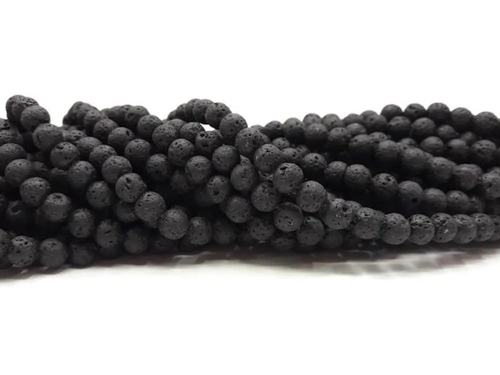 Pierre de lave noire - 6 mm - 60 Perles Les Précieuses Perles