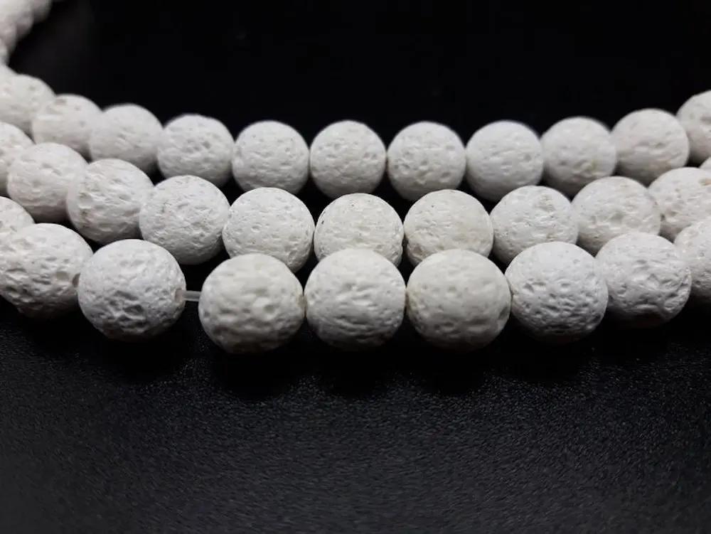 Pierre de lave blanche - 8 mm - 40 Perles Les Précieuses Perles