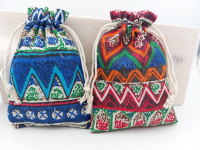 Pochettes cadeaux - Tissus ethniques - Lot de 10