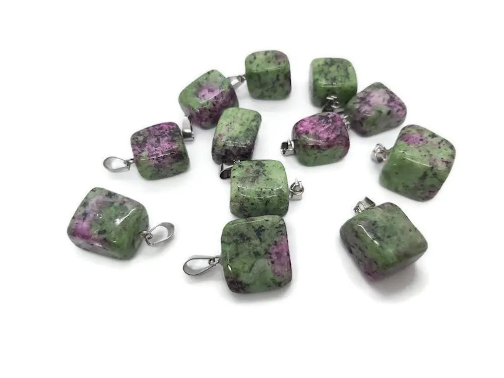 Pendentif pépite Rubis Zoisite - Bélière inox - 1 pièce Les Précieuses Perles