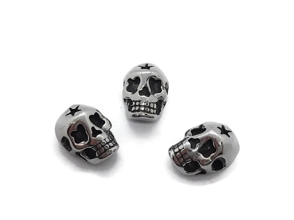 Perle décorative Tête de mort inox Les Précieuses Perles